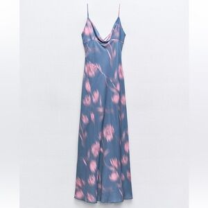 Zara Blue and Pink Patterned Dress